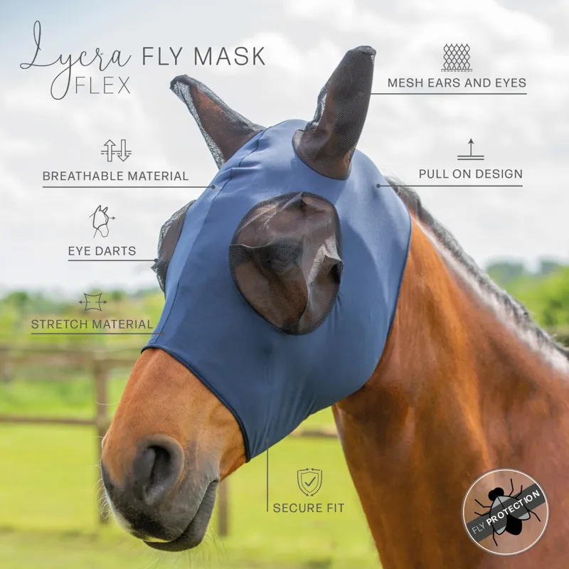 Hy Equestrian Lycra Flex Fly Mask - Navy-2